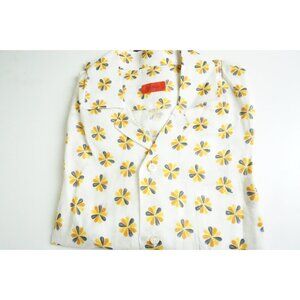 Isaia Linen White Multicolor Pinwheel Short Sleeve Up Shirt 15.5 39 BRAND NEW